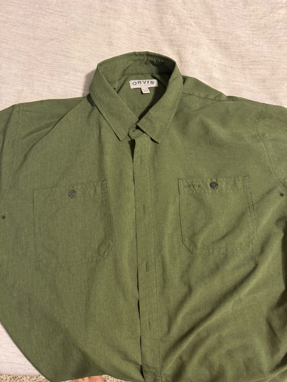 Orvis Olive Green Casual Button-Down Shirt